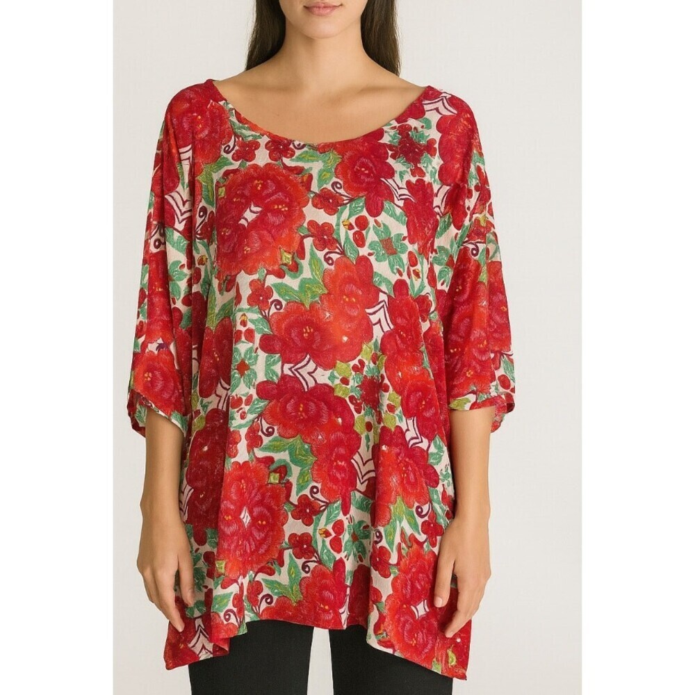 Show me Your MuMu top blouse swimsuit coverup Tropical high low lightweight SZ M